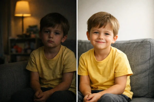 Ejemplo real de una foto mal tomada en casa y como se corrigio sin tecnica